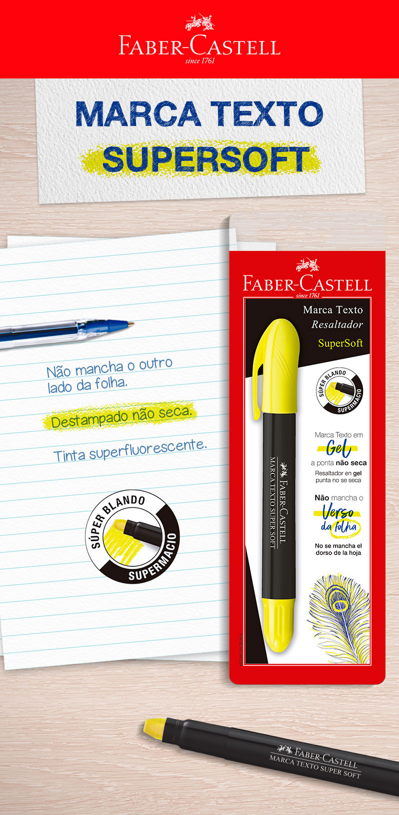 Marca Texto Gel Faber-Castell Amarelo