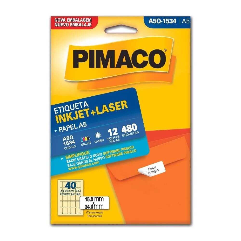 Etiqueta Pimaco Inkjet + Laser - A5Q-1534