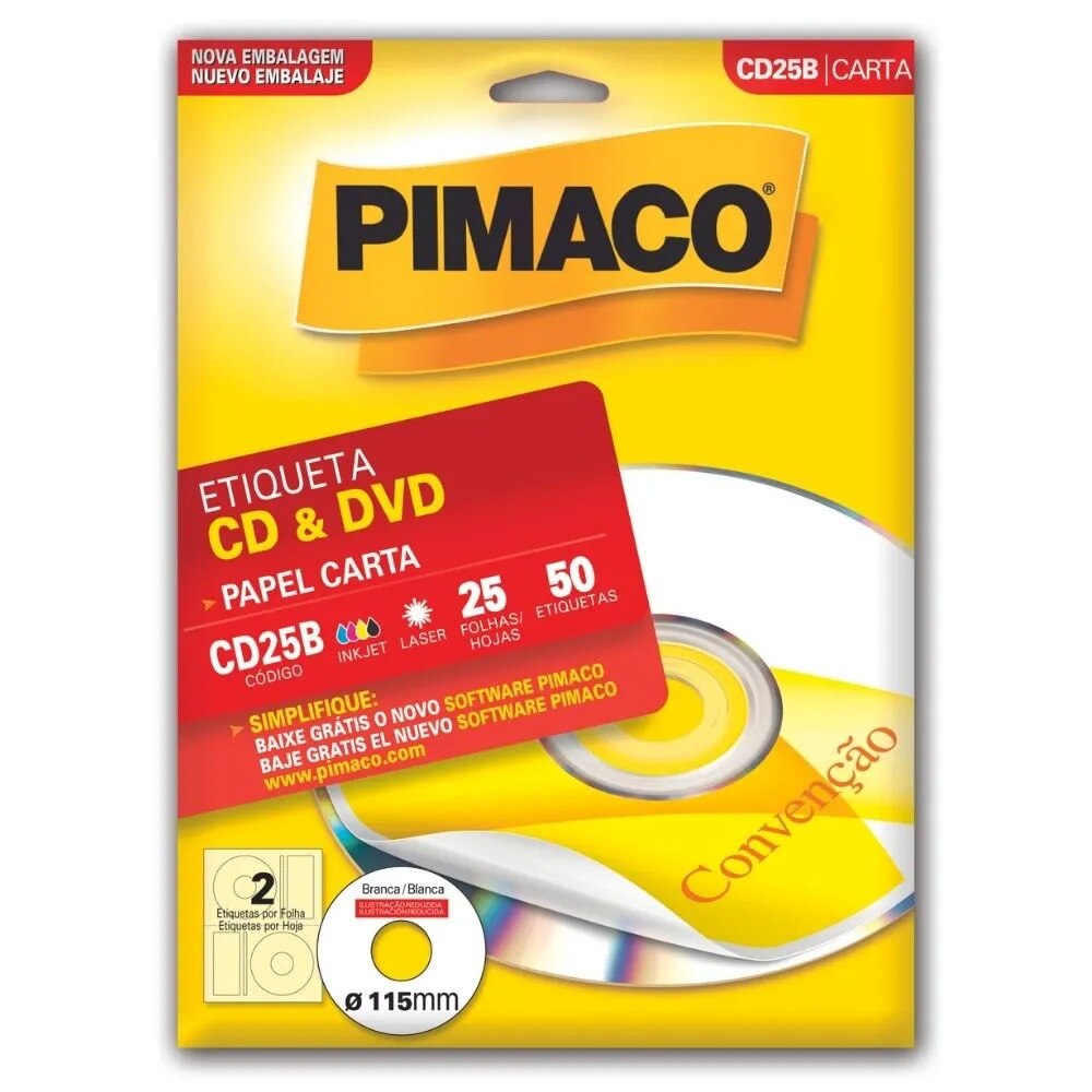 Etiqueta Pimaco Inkjet + Laser - Cd25B