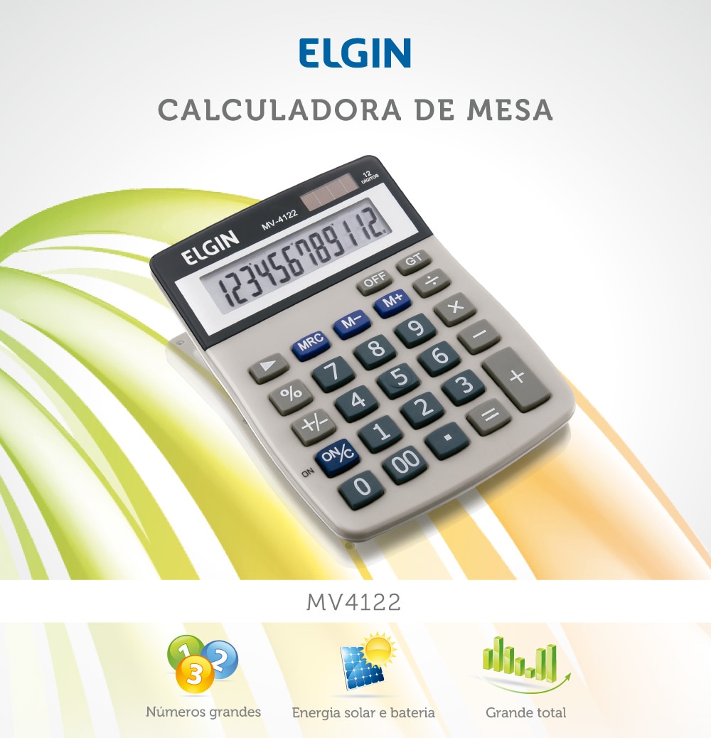 Calculadora de Mesa 12 Dígitos MV-4122 Elgin